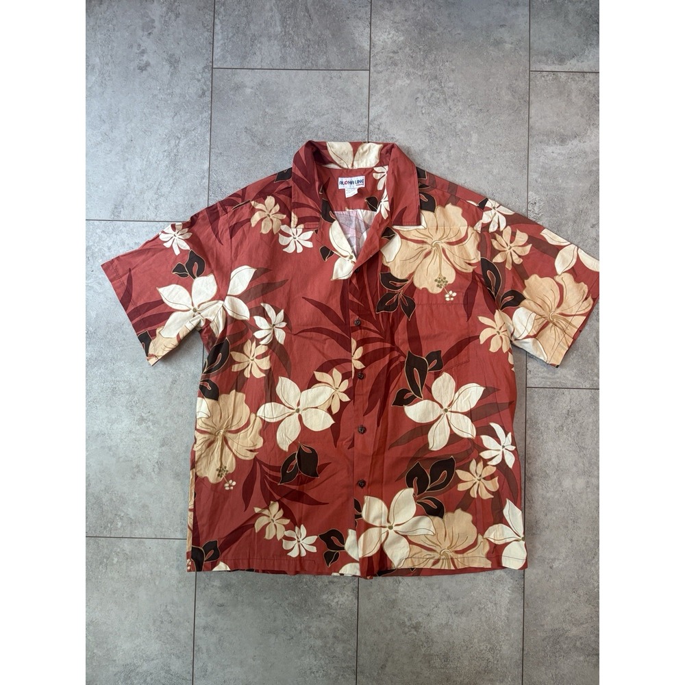 Vintage Aloha Line Hawaii Shirt Men's XL Hawaiian Coastal Cabincore